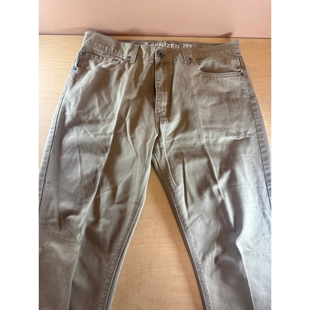 Denizen from Levis 288 Taper Fit Khaki Tan Cotton Chino Pants Mens 34x32